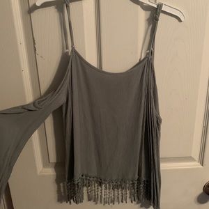 Ladies Fringe Tank Top/Off the Shoulder